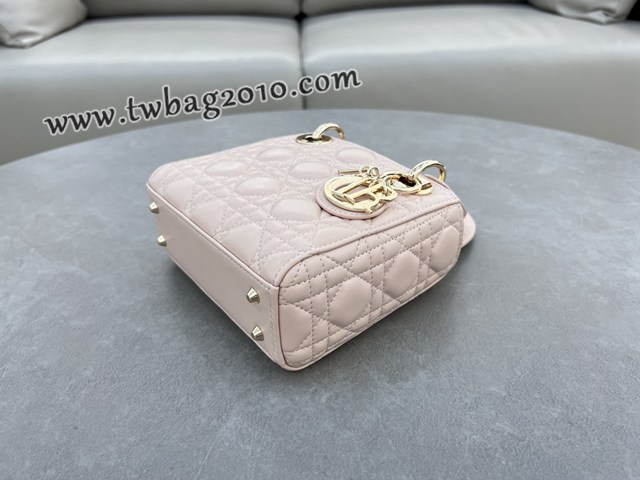Dior专柜新款Lady女包迪奥高仿原单三格羊皮胭脂粉Classic Lady戴妃包 djfk1275